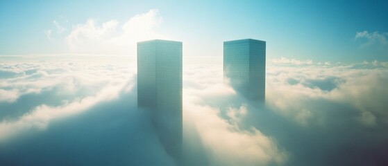 Round mirror reflecting clouds in a textured surface creates an illusion, blending reality and artistry with the sky’s vastness.