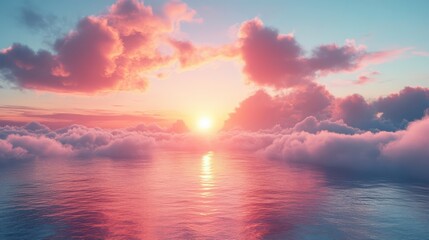 Obraz premium Tranquil Seascape at Sunrise with Reflective Water and Cloud Formations