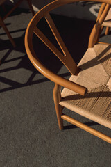 Wooden Chair with Shadows in Sunlight