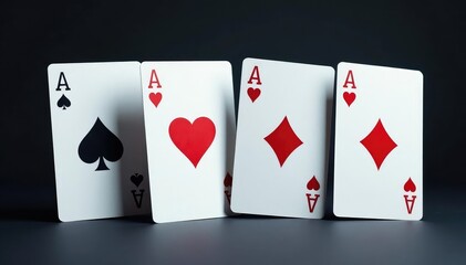 Obraz premium Four aces neatly aligned, showcasing a symmetrical design , poker, pattern