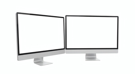 Fototapeta premium Dual Monitor Setup Blank Screens for Mockup or Presentation
