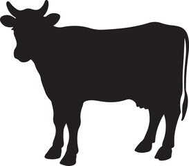 Cow clip art design on plain white transparent isolated background for card, shirt, hoodie, sweatshirt, apparel, card, tag, mug, icon, poster or badge