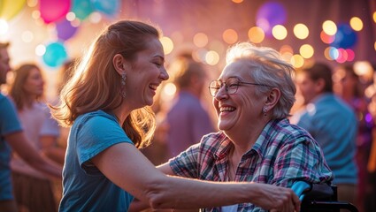 Friends of all ages come together to celebrate International Friendship Day, sharing laughter and creating lasting memories in a vibrant and festive atmosphere filled with lights