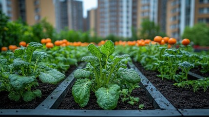 Rooftop urban garden vegetables city farming