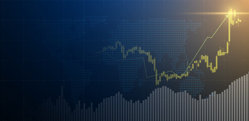 Trade background with glowing chart or candlestick. Vector illustration