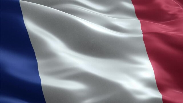 flag of the France waving in the wind close up looping video
