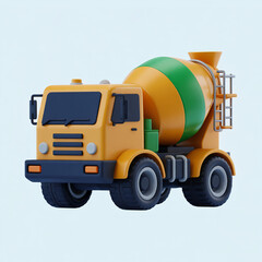 Naklejka premium 3D illustration of a cement mixer truck, isolated on white