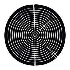 Black and white target concentric circles radial lines pattern abstract design vector illustration art