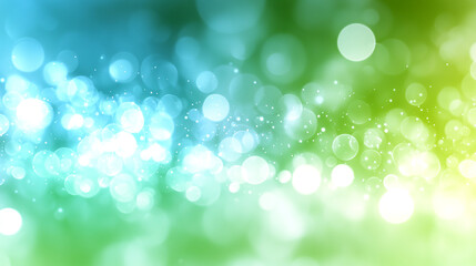 Obraz premium Vibrant gradient colors blue and green with twinkling light spots and bokeh effects 