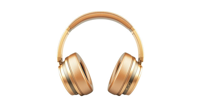 Retro headphone design. Gold headphones against a black background.