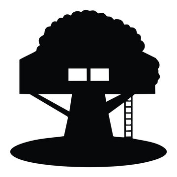 recommend clip art: Treehouse silhouette vector illustration for kids treehouse design and treehouse building projects
