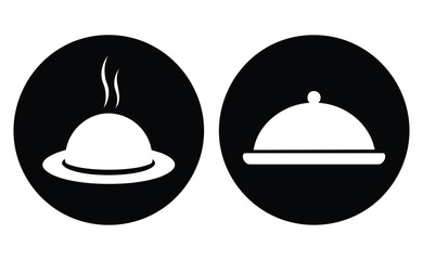Fototapeta premium Restaurant food dish plate catering service menu dinner lunch meal delivery app icon vector design
