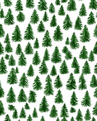 Obraz premium A seamless pattern featu numerous meticulously drawn evergreen trees dusted with fresh snow creates a charming winter wonderland aesthetic perfect for holiday designs and