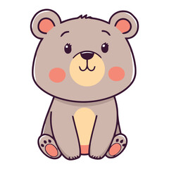 Obraz premium Cute cartoon teddy bear vector flat design