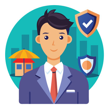 Insurance broker agent vector in flat style