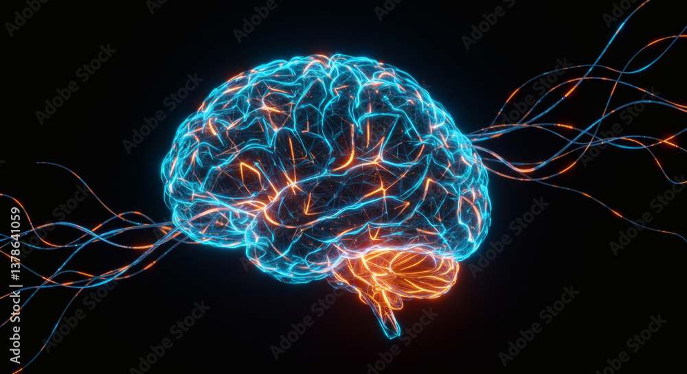 Poster human brain neural network intricate connections and cognitive processes