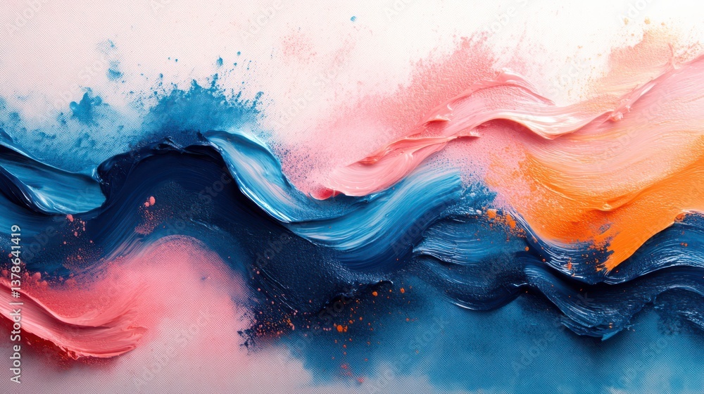 Poster abstract color strokes paint with textured effect on canvas background