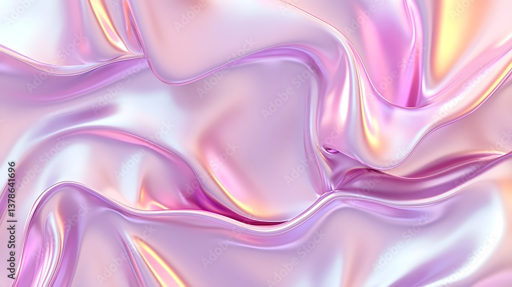 Poster iridescent fabric with smooth flowing curves and shimmering surface