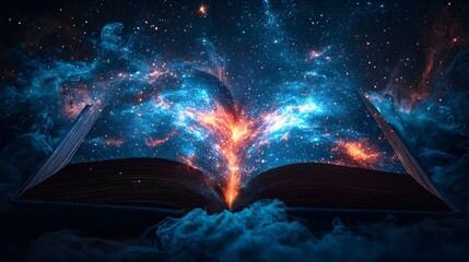 An open book revealing the wonders of the cosmos
