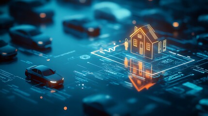 Concept Online Insurance, insurance and assurance icons including family health real estate car and financial for risk management concept, Online insurance.