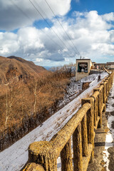 Akechidaira ropeway with surrounding beautiful viewpoints in Nikko, Japan, during cold weather in...