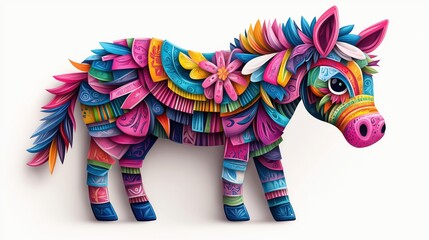 Colorful 3D Paper Art Horse Sculpture: Vibrant, Whimsical Design for Creative Decor and Children's Art