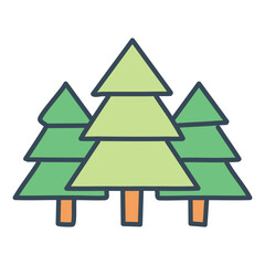 Fototapeta premium Drawing of three pine trees illustration for christmas holiday forest nature and outdoor design vector art