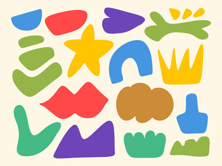 Set of abstract organic shapes vector. Doodle hand drawn illustration. Cute element collection.