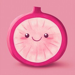 Cheerful Cartoon Onion: Cute Kawaii Illustration of a Smiling Vegetable in Whimsical Digital Art