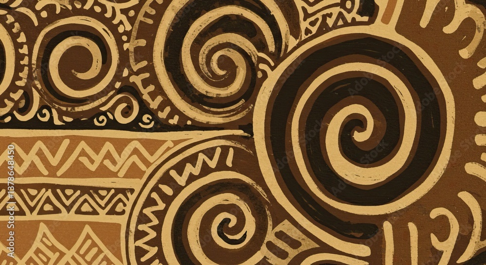Poster abstract spiral design: a close-up of an abstract design featuring spiral patterns and decorative el