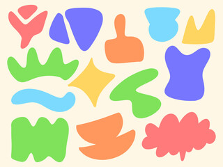 Set of abstract organic shapes vector. Doodle hand drawn illustration. Cute element collection.