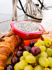 Beautiful Fruit Plate. Picnic on a Yacht