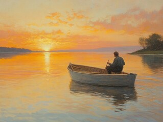 A fisherman battling strong waves as he steers his boat back to shore with his catch