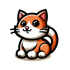 Obraz premium 白い背景にカートゥーン猫のロゴ、EPS10形式のベクターイラストのエンブレム、ブランディングやデザインに最適。