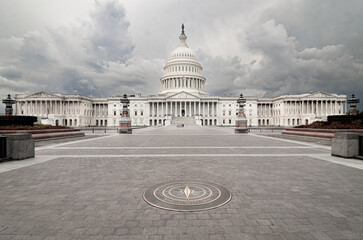 US Capitol building in dramatic cloudy day - Washington DC United States