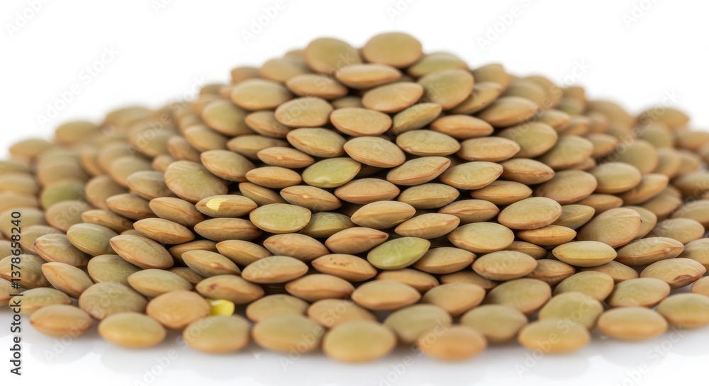 Aufkleber a close up view of a pile of lentils on a white background showing their texture and color detail