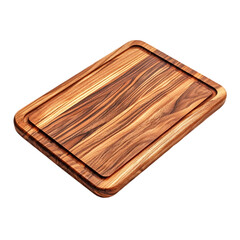 Close up of a wooden cutting board with a groove on a black background