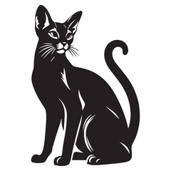 Soft-lined Abyssinian silhouette, a fluid feline design - Abyssinian illustration - Abyssinian vector - cat silhouette

