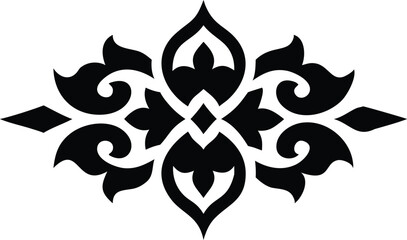 Fototapeta premium Decorative Floral Ornament, Abstract Motif in Black on Transparent Background