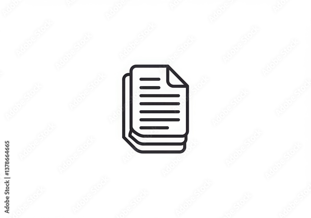 Poster a simple line drawing of a stack of papers with text on them isolated on a white background