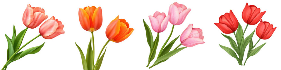 Naklejka premium Spring bloom of vibrant flora tulips summer garden digital artwork colorful view nature's beauty