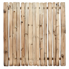 A full frame shot of a light colored wooden fence with visible knots