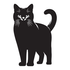 Balanced American Shorthair silhouette, showcasing perfect feline symmetry - American Shorthair illustration - American Shorthair vector - cat silhouette

