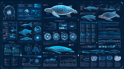 Exploring sea turtle data visualization marine research center infographic digital environment overview conservation insights