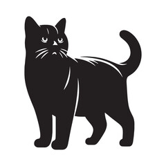 Carved American Shorthair silhouette, highlighting strength and form - American Shorthair illustration - American Shorthair vector - cat silhouette

