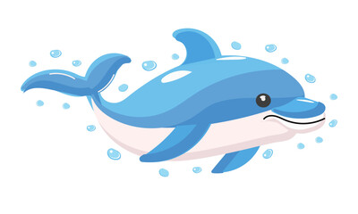 A Playful Dolphin Swimming in Clear Water Surrounded by Vibrant Bubbles and Waves