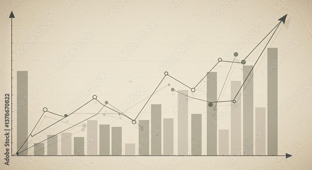 Poster A Unique Financial Background Featuring Transparent Wireframe-Style Graphs Overlapping Against a Softly Textured Background