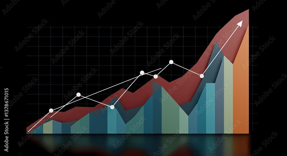 Poster a vibrant, high-resolution background featuring a business growth chart with smoothly transitioning 