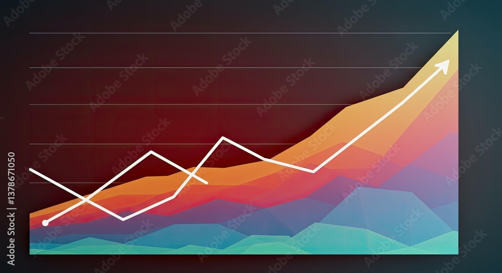 Poster a vibrant, high-resolution background featuring a business growth chart with smoothly transitioning 