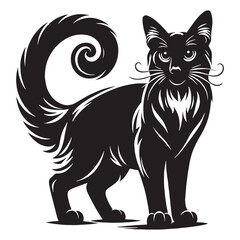 Agile Balinese silhouette, showcasing its athletic build - Balinese illustration - Balinese vector - cat silhouette

